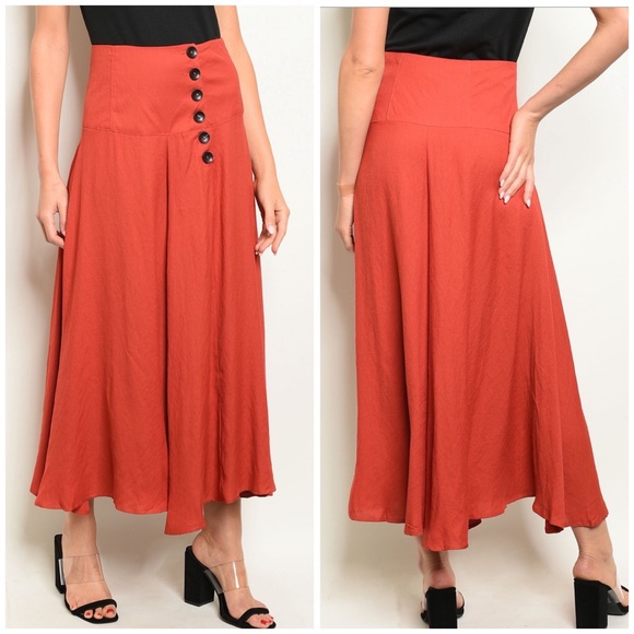 Brick Button-Up Flowy Pants - Picture 4 of 4